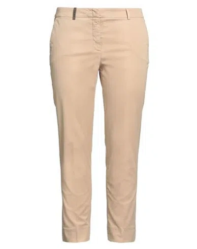 Peserico Woman Pants Sand Size 12 Cotton, Elastane In Beige