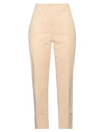 Peserico Woman Pants Sand Size 12 Cotton, Elastane In Beige