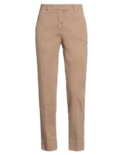Peserico Woman Pants Sand Size 14 Cotton, Elastane In Brown