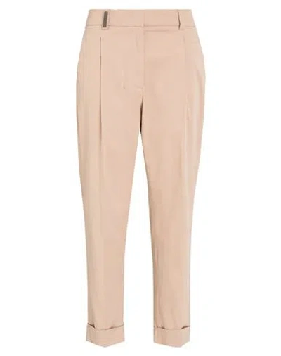 Peserico Woman Pants Sand Size 14 Cotton, Elastane In Beige