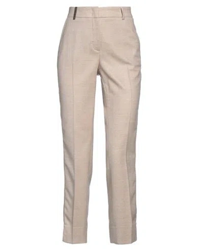 Peserico Woman Pants Sand Size 16 Virgin Wool, Polyamide, Polyester, Elastane In Beige