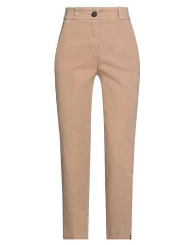 Peserico Woman Pants Sand Size 2 Cotton, Elastane In Brown