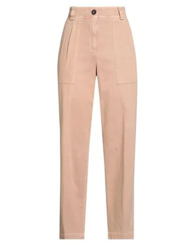 Peserico Woman Pants Sand Size 6 Cotton, Elastane In Brown
