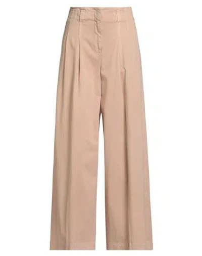 Peserico Woman Pants Sand Size 6 Cotton, Elastane, Wool, Silk, Cashmere In Brown