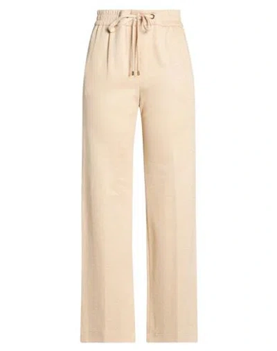 Peserico Woman Pants Sand Size 6 Cotton, Linen, Polyamide In Yellow