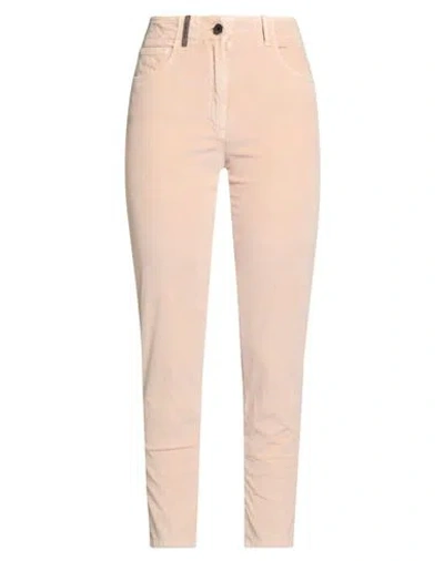 Peserico Woman Pants Sand Size 6 Cotton, Modal, Elastane In Pink