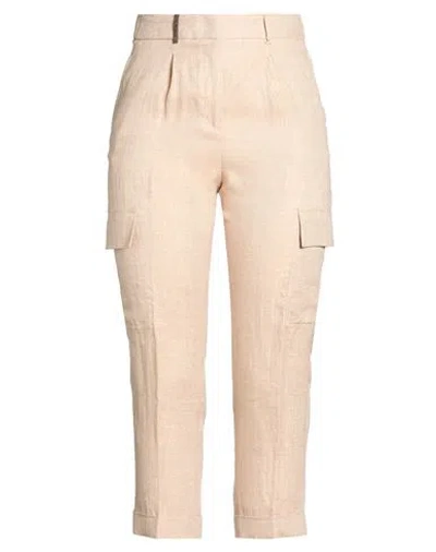 Peserico Woman Pants Sand Size 6 Linen In Neutral