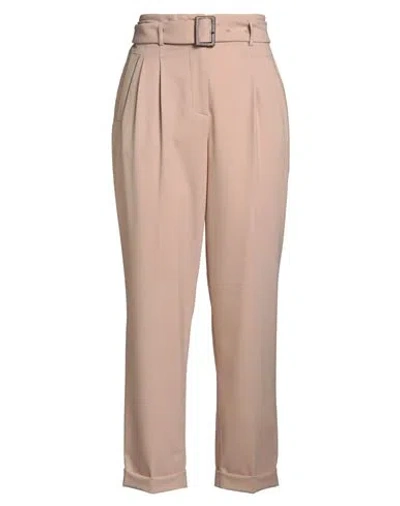 Peserico Woman Pants Sand Size 6 Polyester, Virgin Wool, Elastane In Brown