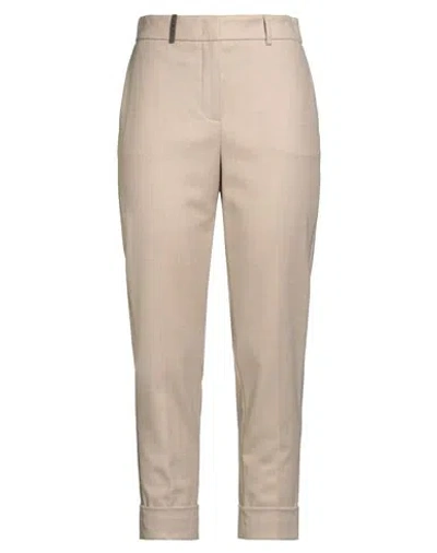Peserico Woman Pants Sand Size 6 Virgin Wool, Cashmere, Elastane In Neutral