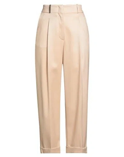 Peserico Woman Pants Sand Size 6 Virgin Wool, Viscose, Polyamide, Elastane In Neutral