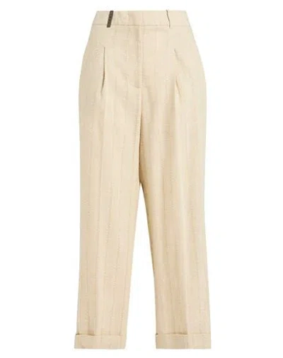Peserico Woman Pants Sand Size 8 Linen, Cotton In Beige
