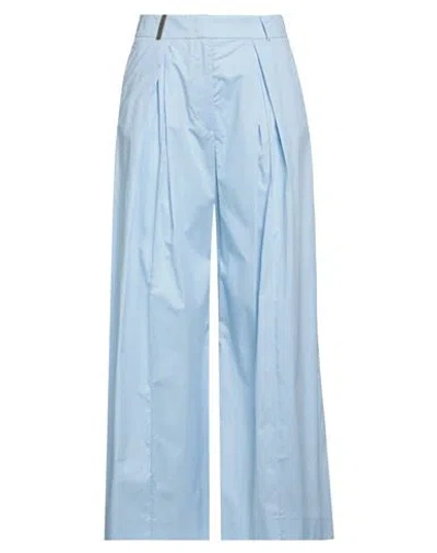 Peserico Woman Pants Sky Blue Size 10 Cotton, Elastane