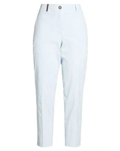Peserico Woman Pants Sky Blue Size 10 Cotton, Elastane