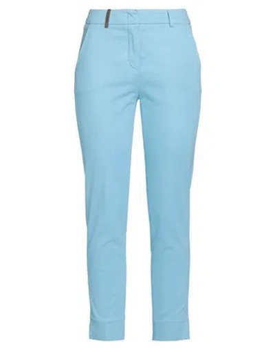 Peserico Woman Pants Light Blue Size 6 Cotton, Elastane In Blue
