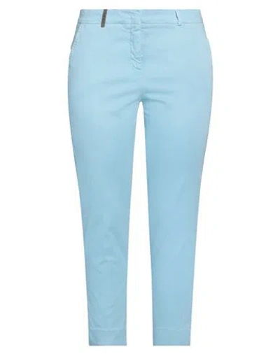 Peserico Woman Pants Sky Blue Size 10 Cotton, Elastane In Blue