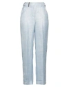 Peserico Woman Pants Sky Blue Size 10 Linen, Acetate In Blue