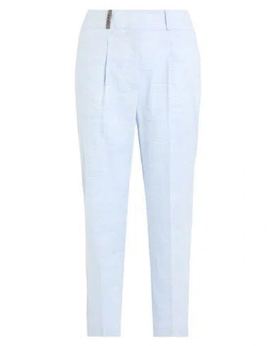 Peserico Woman Pants Sky Blue Size 2 Virgin Wool, Linen
