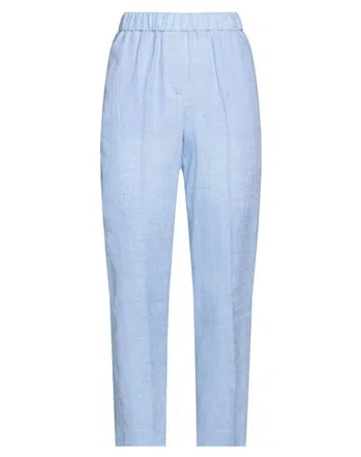 Peserico Woman Pants Sky Blue Size 10 Linen In Blue
