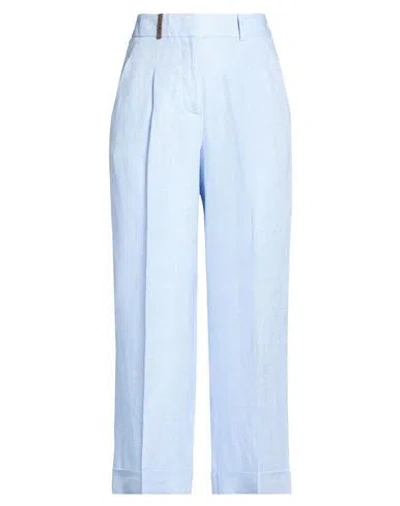 Peserico Woman Pants Sky Blue Size 4 Linen