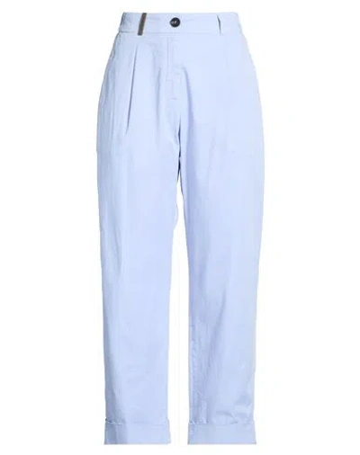 Peserico Woman Pants Sky Blue Size 6 Cotton, Elastane