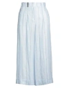 Peserico Woman Pants Sky Blue Size 6 Linen In Blue
