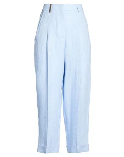 Peserico Woman Pants Sky Blue Size 6 Linen In Purple