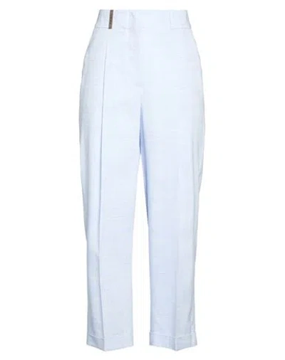 Peserico Woman Pants Sky Blue Size 6 Linen, Virgin Wool
