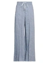 Peserico Woman Pants Slate Blue Size 8 Linen, Cotton In Blue