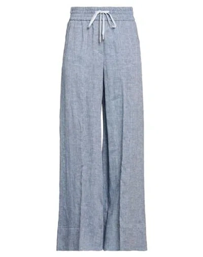 Peserico Woman Pants Slate Blue Size 8 Linen, Cotton