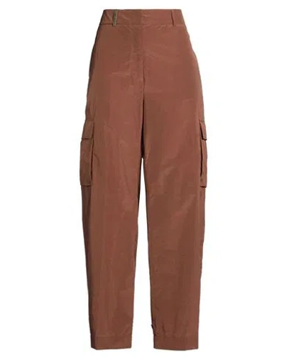 Peserico Woman Pants Tan Size 12 Cotton, Polyester In Brown