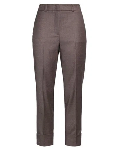 Peserico Woman Pants Taupe Size 16 Virgin Wool, Polyamide, Metallic Fiber In Grey