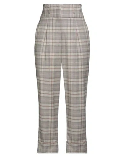 Peserico Woman Pants Taupe Size 8 Virgin Wool, Elastane In Gray