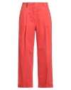 Peserico Woman Pants Tomato Red Size 6 Cotton, Elastane, Leather In Red