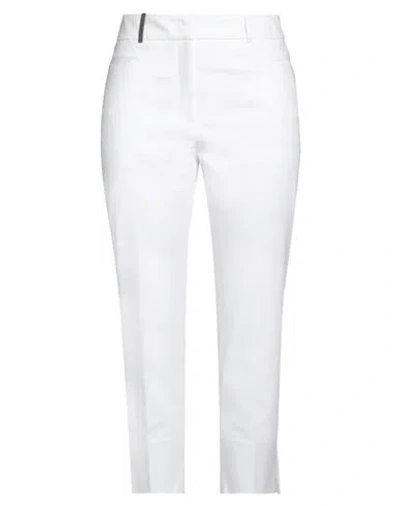 Peserico Woman Pants White Size 10 Cotton, Elastane