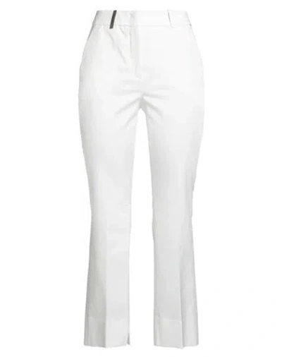 PESERICO PESERICO WOMAN PANTS WHITE SIZE 10 COTTON, ELASTANE