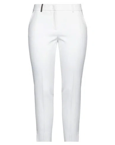 PESERICO PESERICO WOMAN PANTS WHITE SIZE 10 POLYESTER, VISCOSE, COTTON, ELASTANE