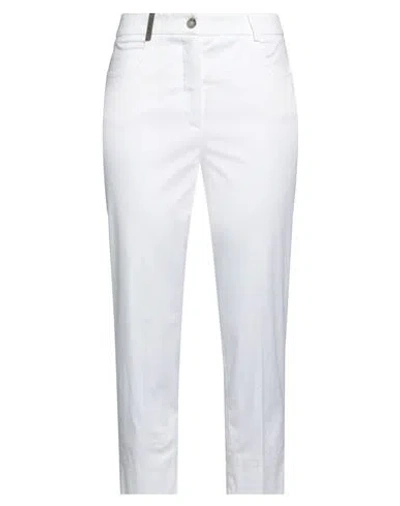Peserico Woman Pants White Size 12 Cotton, Elastane