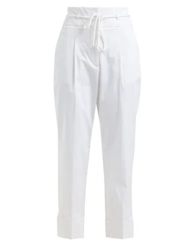 PESERICO PESERICO WOMAN PANTS WHITE SIZE 10 COTTON, ELASTANE
