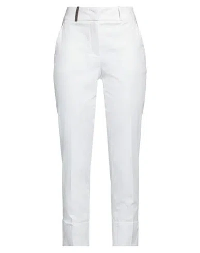 PESERICO PESERICO WOMAN PANTS WHITE SIZE 10 COTTON, ELASTANE