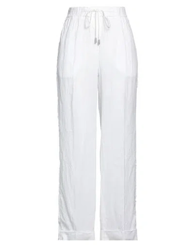 Peserico Woman Pants White Size 12 Linen, Cotton