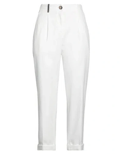 Peserico Woman Pants White Size 10 Cotton, Elastane