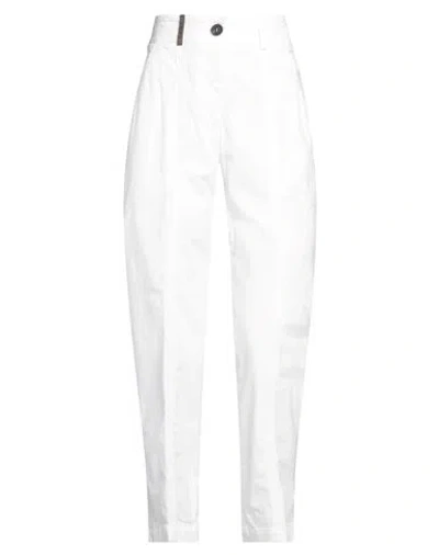 PESERICO PESERICO WOMAN PANTS WHITE SIZE 10 COTTON, ELASTANE