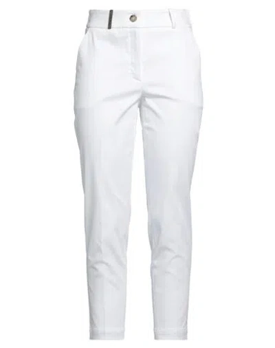 Peserico Woman Pants White Size 16 Cotton, Elastane