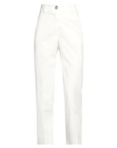 Peserico Easy Woman Pants White Size 14 Cotton, Elastane
