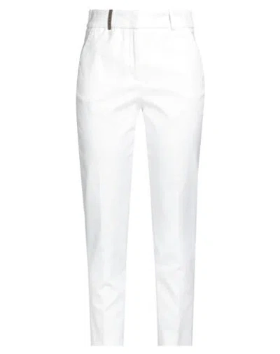 PESERICO PESERICO WOMAN PANTS WHITE SIZE 4 COTTON, ELASTANE