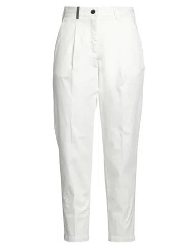 PESERICO PESERICO WOMAN PANTS WHITE SIZE 8 COTTON, ELASTANE