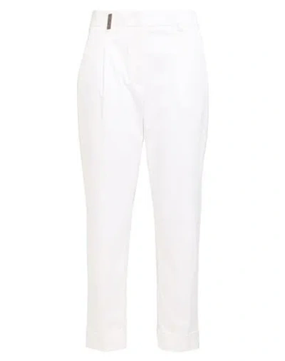 Peserico Woman Pants White Size 10 Cotton, Elastane
