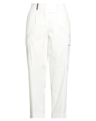 Peserico Woman Pants White Size 6 Cotton, Tencel, Silk, Elastane