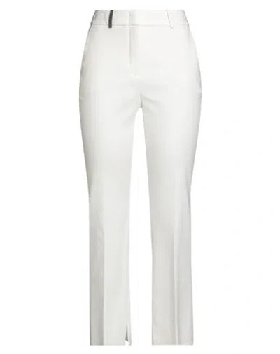 Peserico Woman Pants White Size 6 Cotton, Viscose, Elastane