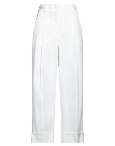 PESERICO PESERICO WOMAN PANTS WHITE SIZE 6 LINEN, VISCOSE, ELASTANE